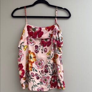 Express Pink Ruffled Fitted Camisole